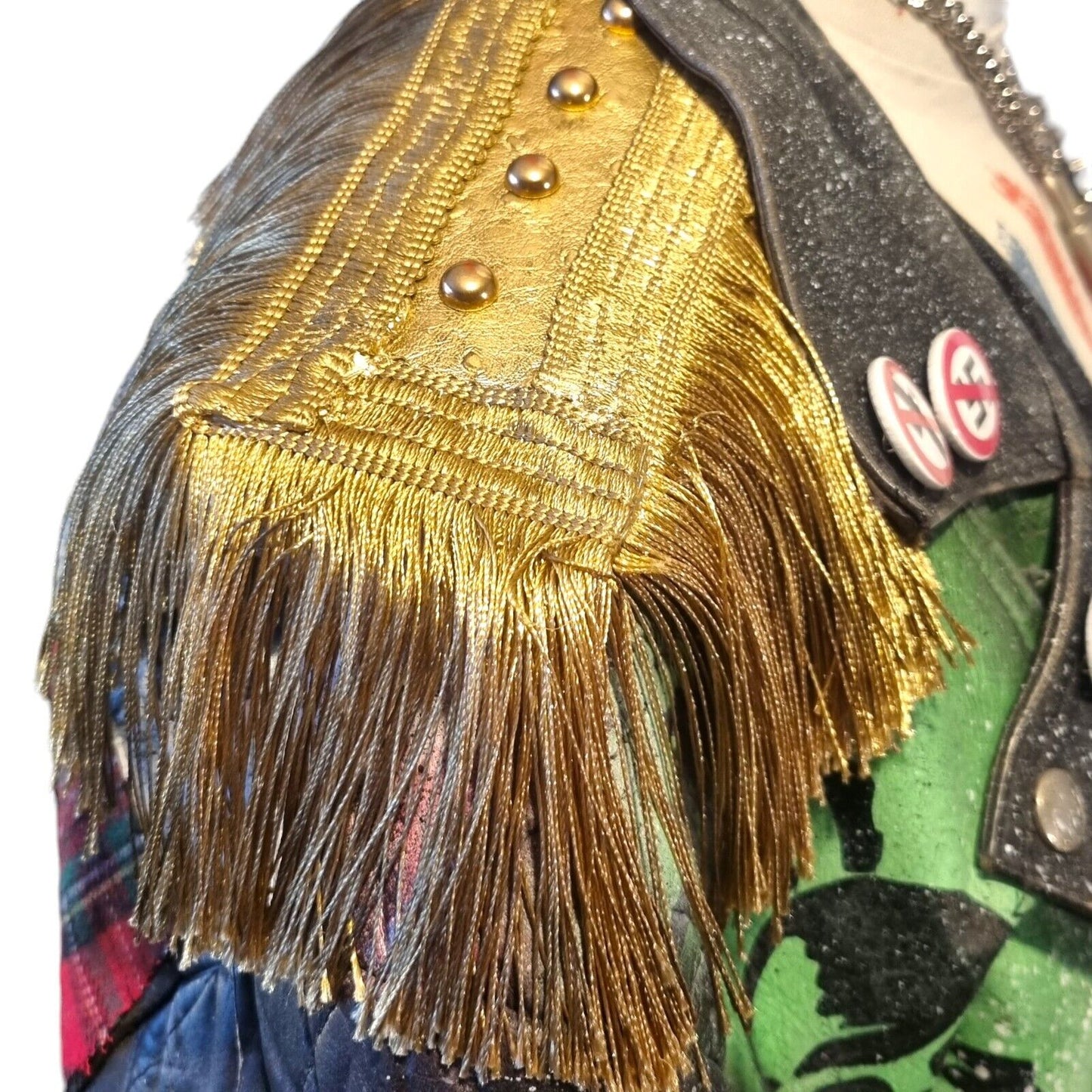 Vintage Leather Spiked Hand Painted Patches Punk Rock Bikers Jacket All Sizes