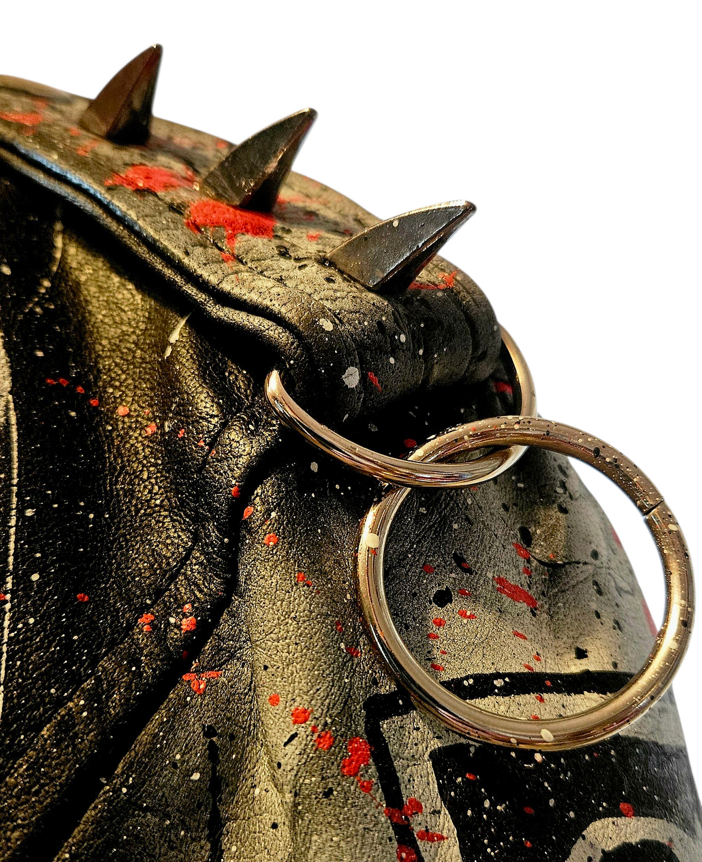 Vintage Leather Spiked Hand Painted Ozzy Osbourne Black Sabbath Rock Bikers Jacket  All Sizes