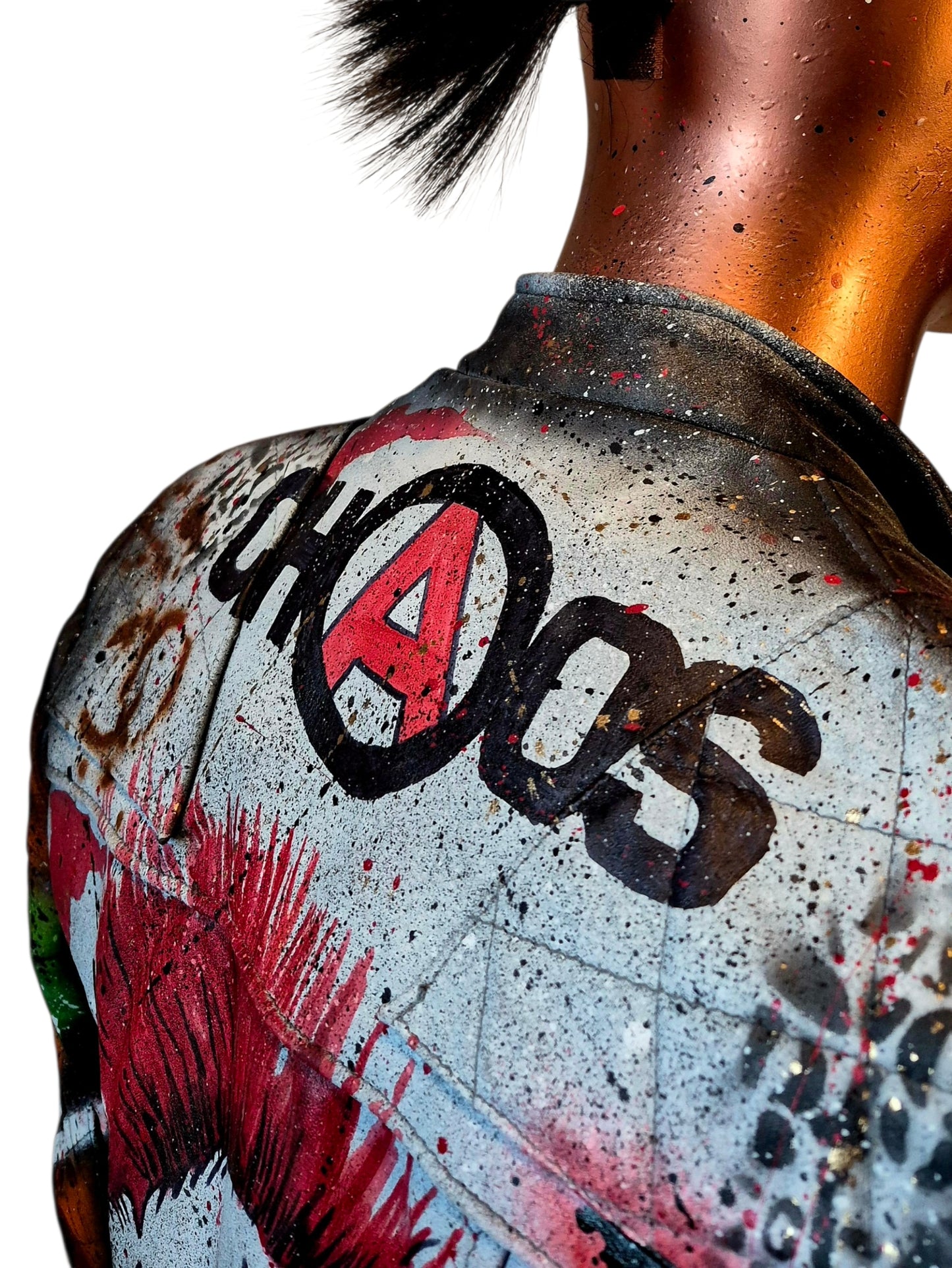 Vintage Leather Spiked Hand Painted Patches Punk Rock Bikers Jacket  All Sizes #26 (Copy)